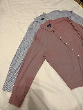 Lot of 2 Men’s Biltmore Checkered Button-Down Red and Blue Shirts Size XL